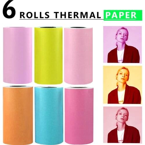 6 Rolls 57x30mm Thermal Printing Sticker Paper Adhesive Photo Paper for PeriPage Mini Pocket Photo Printer Cash Register Paper
