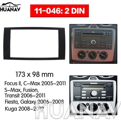 HUANAV Car Radio stereo Fitting installation adapter fascia For 2005-2011 Ford Focus/ Transit 2DIN Stereo Frame Audio Fascias