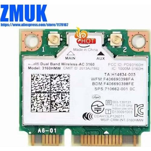 Int Dual Band Wireless-AC 3160 802.11a/b/g/n/ac WiFi and Bluetooth 4.0 Combo Card 3160HMW For ProBook 450 Series,sps 710662-001