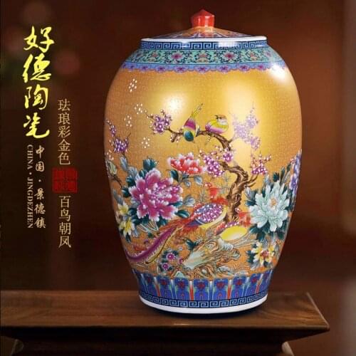 Jingdezhen ceramic barrel ricer box barrel with cover tank it oil cylinder can save m kimchi cylinder