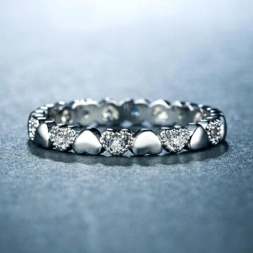 Love Heart Ring With Tiny Cubic Zircon Pave Setting Silver Plated Women Fashion Rings Lover Gift for Christmas&New Year