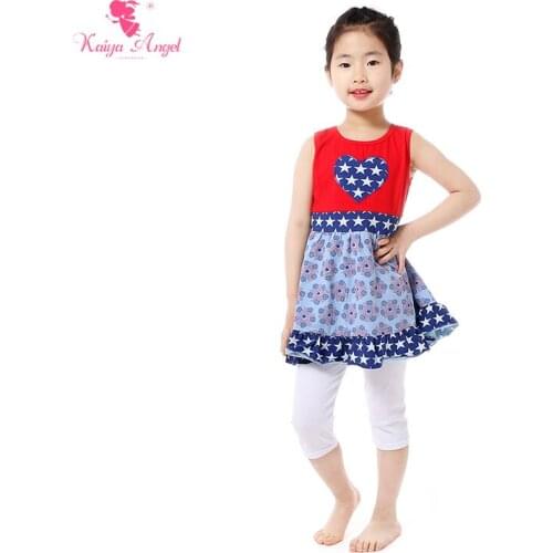 Kaiya Angel Girls Clothing Set 4th Of July Girls Clothes Set Lovely Long Toddler Girl Dress Capris Girls Suit Kids Clothes