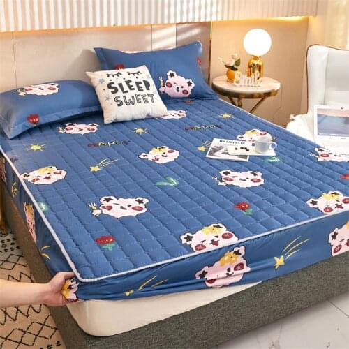 Kuup Thicken Quilted Mattress Cover King Queen Quilted Bed Fitted Bed Sheet Anti-Bacteria Mattress Topper Air-Permeable Bed Pad