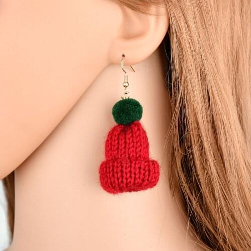 Fashion Personality Christmas Hat Earrings Statement Hand Knitted Wool Hat Earring For Women Jewelry Bohemian Earrings ER200117
