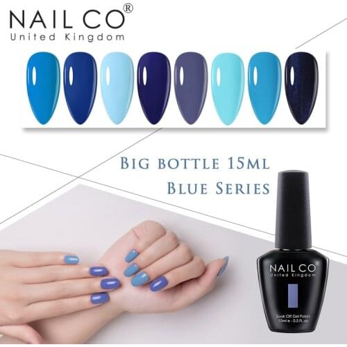 NAILCO 15ML Blue Series Nail Polish Lamp All For Nails Art Manicure Soak Of UV LED Semi Permanent Set Nail Art Base and Top Coat