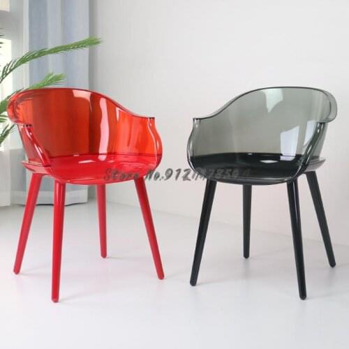 Nordic Home Net Red Backrest Chair Transparent Acrylic Dining Chair Office Negotiation Meeting Creative Designer Modern