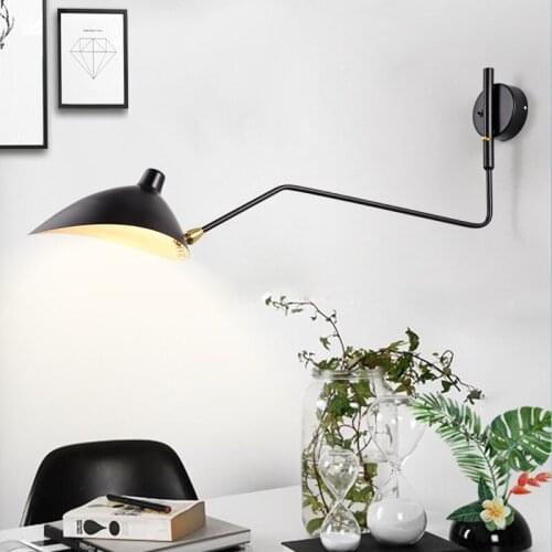 Nordic Creative Retro Rotary Long Pole Wall Lamps Living Room Decoration Individual Designer Vintage Wall Light For LOFT Decor