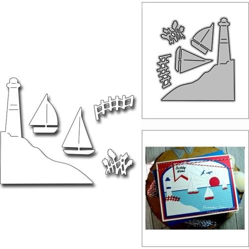 New Lighthouse Sailboats Hill Craft Embossing Mold 2021 Metal Cutting Dies for DIY Decorative Scrapbooking Album Card Making