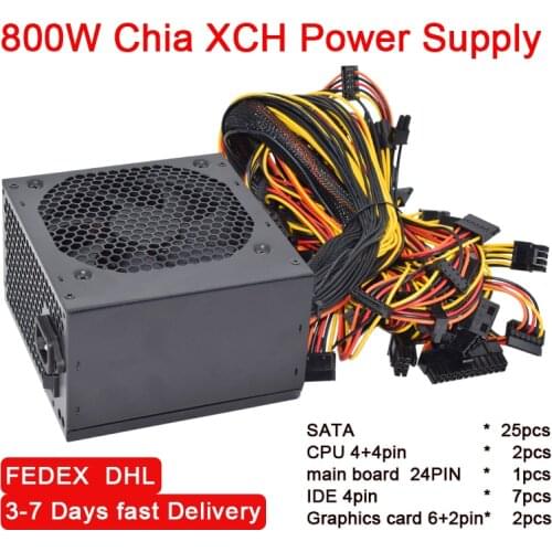 NEW ATX 800W chia XCH Power Supply 25 hard disk SATA interfaces Support 2 CPUs 2 Graphics card hdd SSD mining Miner PSU