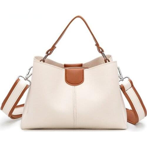 Casual Large Capacity Women Shoulder Crossbody Bags Designer Wide Strap Handbag Female Luxury Pu Leather Bucket Tote Purse bolsa