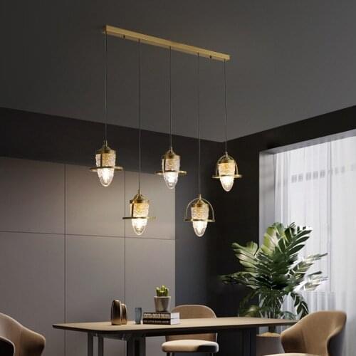 Nordic Chandelier Simple Modern Restaurant Chandelier Personality Creative Bedside Study Lamp Post-modern All-copper Bar Lamps