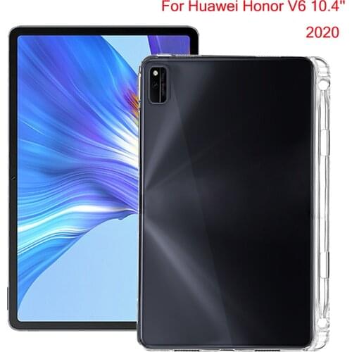 Transparent Cover For Huawei Honor V6 10.4'' 2020 KRJ-W09 KRJ-AN00 With Pencil Holder TPU Silicon Back Tablet Case