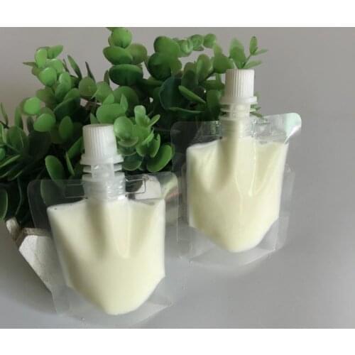 50ml Clear Plastic Liquid Stand Up Doypack Bag with Cap Drink Storage Pouch Packing Bag with Side Spout Wholesale SN17