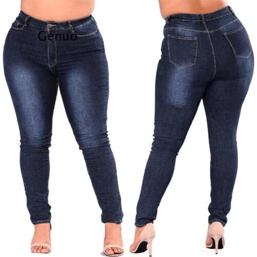 Plus size 5XL High Waist elastic calca jeans Women Slim Long Jeans Fat Mom Sexy Denim jeans pants ladies push up Pencil pants