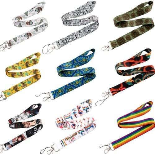 BH1556 Blinghero Owl Lion Tiger Lanyard Key Phone Badge Holder Neck Strap With Keyring Strap Gothic Flower Homosexual Lanyard