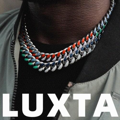 LUXTA Design Hiphop Necklace Delightful Patchwork Miami Cuban Chain Necklace Runway-Inspired Colors Hiphop Choker Links Rock