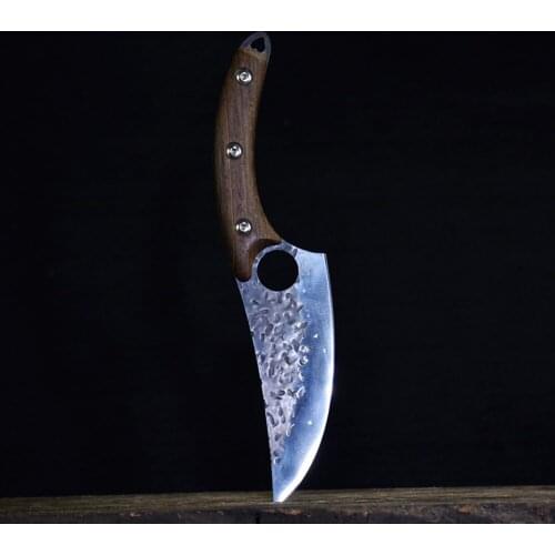 Hand Forged Chef Knife Fixed Blade Chinese Handmade Meat Cleaver Vegetable Cutter 6 Inch Blade Sharp Utility Kitchen Knives