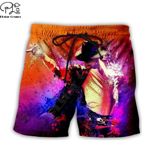 PLstar Cosmos Michael Jackson Mens Shorts Summer Casual Shorts Harajuku 3D Printed Loose Cool Beach Comfortable style-1