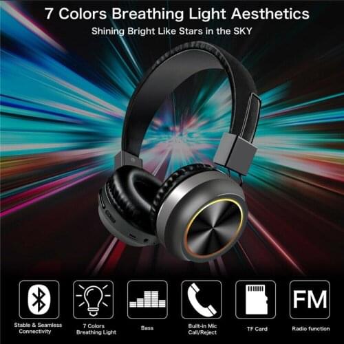 LED Wireless Headphones Foldable Bluetooth 5.0 Headset Stereo Over Ear Headphone For E-sports Games