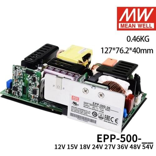 MEAN WELL 500W PCB bare board Switching power supply EPP-500-12/15/18/24/27/36/48/54V high efficiency with PFC