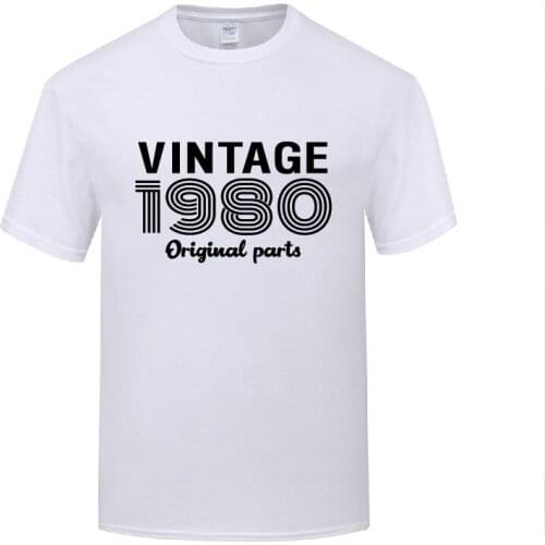 Funny Vintage 1980 Original Parts Cotton T Shirt Big Size Men O-Neck Summer Short Sleeve Tshirts Unique T Shirts