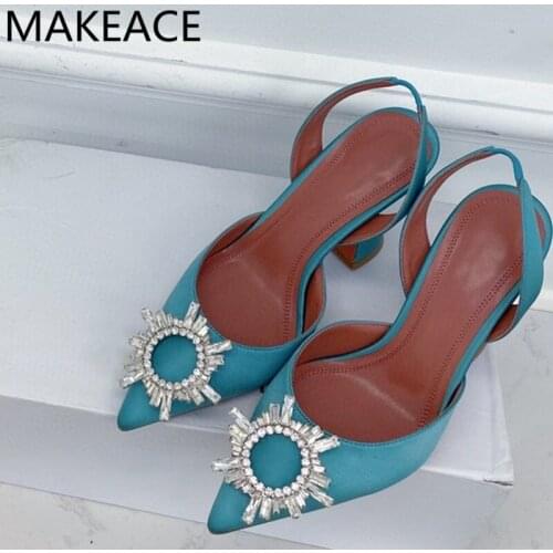 Woman Rhinestone high heels shoes new summer stiletto crystal sun flower pointed toe female sandals pumps wedding shoes Women