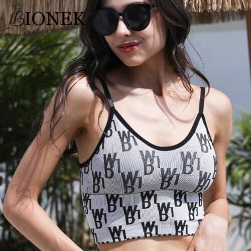 BIONEK Female Bra Sexy Sport Woman Top Ladies Underwear Letter Seamless Top Intimates For Women Girls Yoga GYM Comfortable