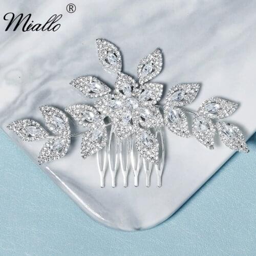 Miallo Bridal Wedding Hair Accessories Cubic Zirconia Flower Hair Combs for Women Bride Headpiece Party Jewelry Bridesmaid Gift