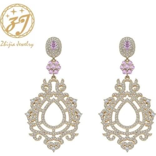 Zhijia vintage exaggeration crystal rhinestone elegant waterdrop stud earrings wedding accessories dress party gifts