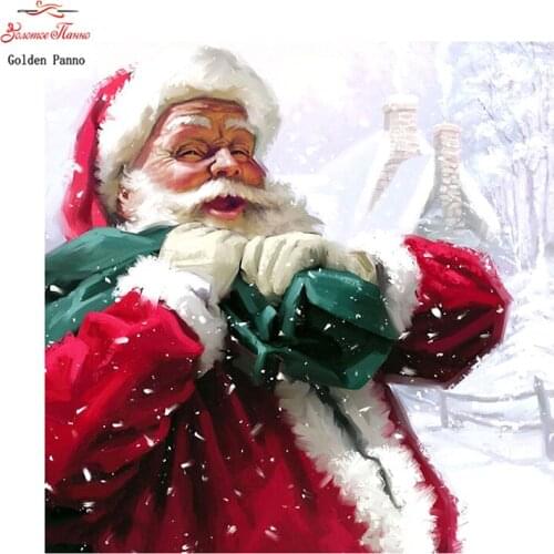 GOLDEN PANNO Diamond Painting Full Square 5D Diy Daimond Embroidery Diamant Mosaic Sale Displasy Broderie Diamant Santa Claus 02