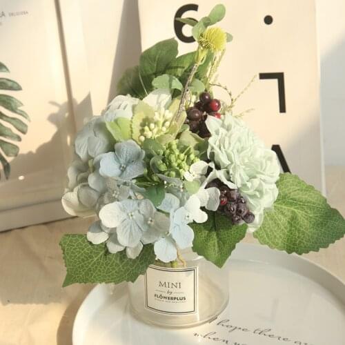 1 Bouquet Bridal Silk flower Rose Dahlia Berry Hybrid Artificial Flower Wedding Decoration DIY Home Party Bouquet