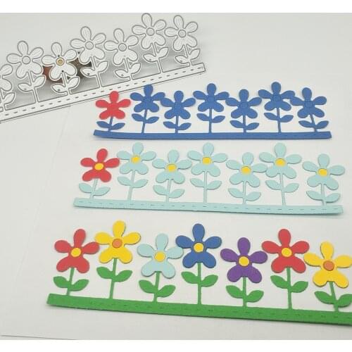 1 row of 7 small flowers wedding metal cutting die, scrapbook, photo album, greeting card, DIY decoration, handmade art