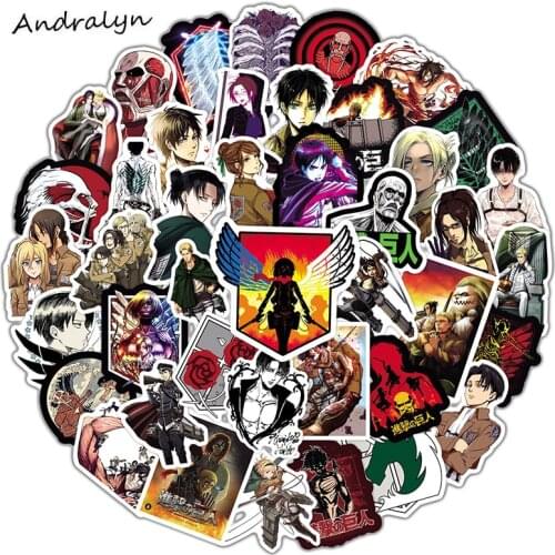 10/50pcs/pack Attack On Titan Anime Stickers For Notebook Motorcycle Skateboard Computer Mobile Phone Cartoon Trunk Pegatina