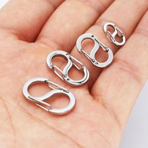 10pcs/lot Stainless Steel Elastic Clasp Charms with Two Openings 4size Accessory for Jewelry Making SP022