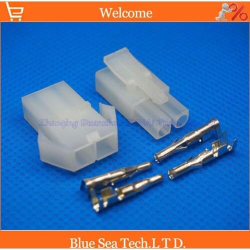 100 sets L6.2-2P 2Pin port Terminal 6.2mm pitch Electrical Connector Kits Male Female socket plug for Car Free shipping