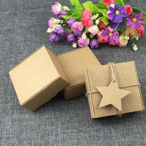 24PCS 9.5*9.5*3cm Handmade Kraft Paper Boxes For DIY Especially Holiday GIft Packaging Boxes