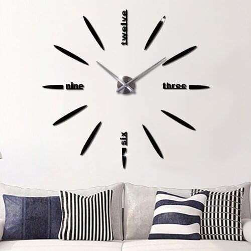 3D DIY Wall Clock Modern Design Home Decor Acrylic Silent Wall Sticker Clocks for Living Room Large Clock Watch