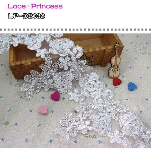 3 yards 14CM white Polyester organza embroidery Lace DIY skirt hem costumes Accessories Sewing Edge Wedding lace trim DB032