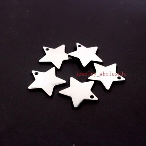 5pcs Star pendant charms Stainless steel DIY jewelry Finding DIY polished 20mm