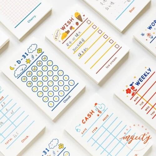 50 pcs Cute Loose-leaf notebook Plan Check-in List Bullet Journaling Accessories Scrapbooking DIY Deco Material Paper Memo Pad