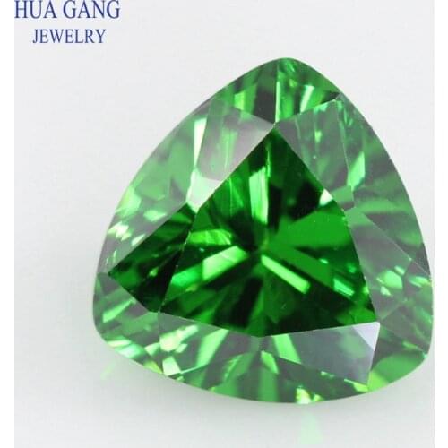 5A Green Trillion Shape Cubic Zirconia Brilliant Cut Loose CZ Stone Synthetic Gems Beads For Jewelry 3x3-12x12mm
