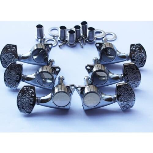 1 set 6 pcs silver flower engraving diecast guitar machine tuner, guitar tuning pegs