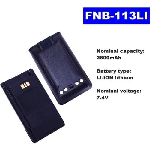 7.4V 2600mAh LI-ION Radio Battery FNB-113LI For Vertex Standard Walkie Talkie VX450/459/451/454 Two Way Radio