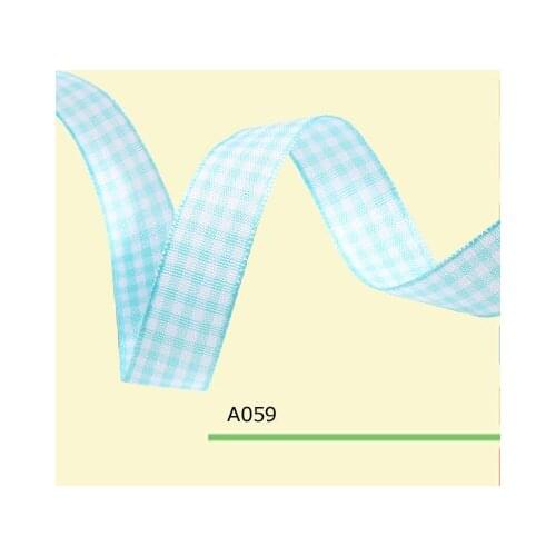 7/8" inch 22mm blue plaid ribbon