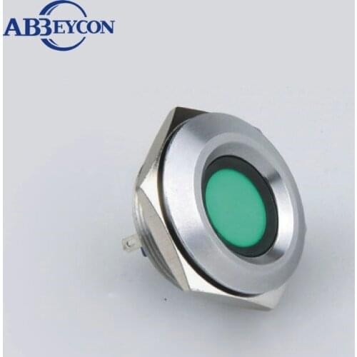 Abbeycon 30mm 12V led Illuminated Indicator Stainless Steel IP67 Pin Terminal Signal Lamp Metal Shell Anti-Vandal Big Indicator