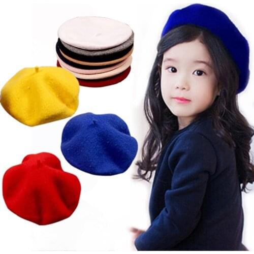 Toddler Vintage Beret Adjustable Autumn Baby Girls Kids Cute Wool Baby Hat for Cap Hair Painter Hat Winter Accessories