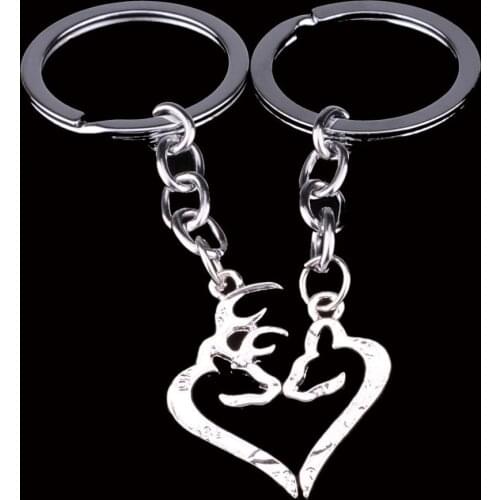 2PC/Set Deer Chain Pendant Key Chain Ring Set Women Men Jewelry Couples Lovers Gifts Best Friend Charm keychain Keyring