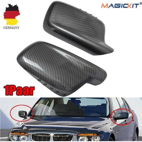 MagicKit Carbon Fiber Look Door Mirror Cover Cap Case For BMW E46 E65 E66 3/7Series 00-06