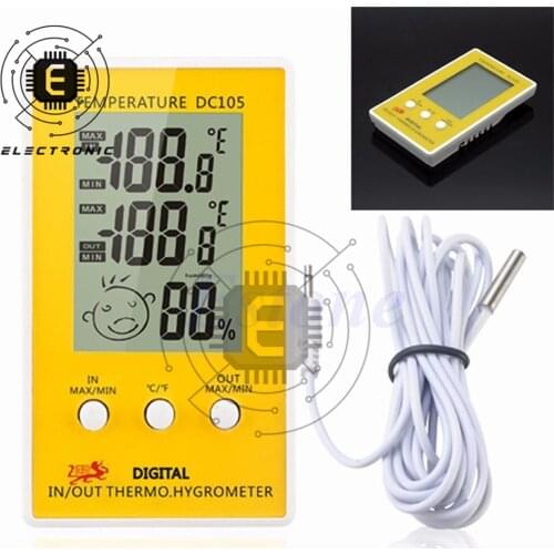 LCD Digital Thermometer Hygrometer DC105 Indoor and Outdoor Humidity Meter Large Screen Display Temperature High Precision