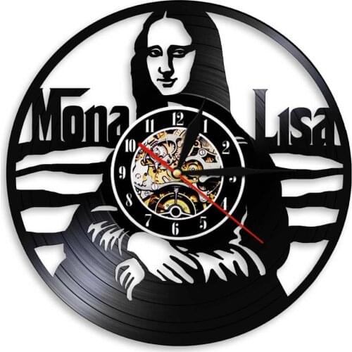 Mona Lisa Artwork Decorative Wall Clock Leonardo da Vinci Famous Painting Vintage Vinyl Record Wall Clock Gift For Artist